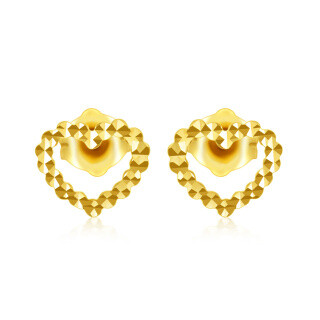 10K Gold Heart Stud Earrings-6