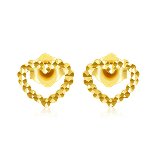 14K Gold Heart Stud Earrings