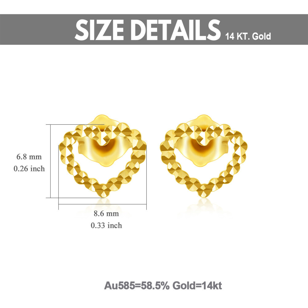 10K Gold Heart Stud Earrings-5