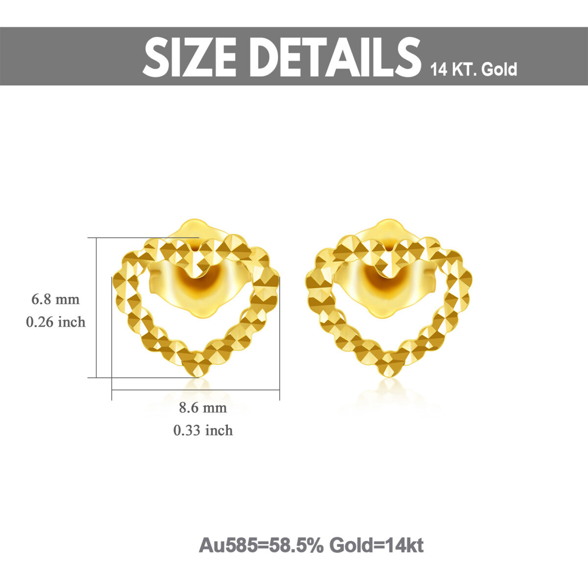 Boucles d'oreilles cœur en or 14K-5