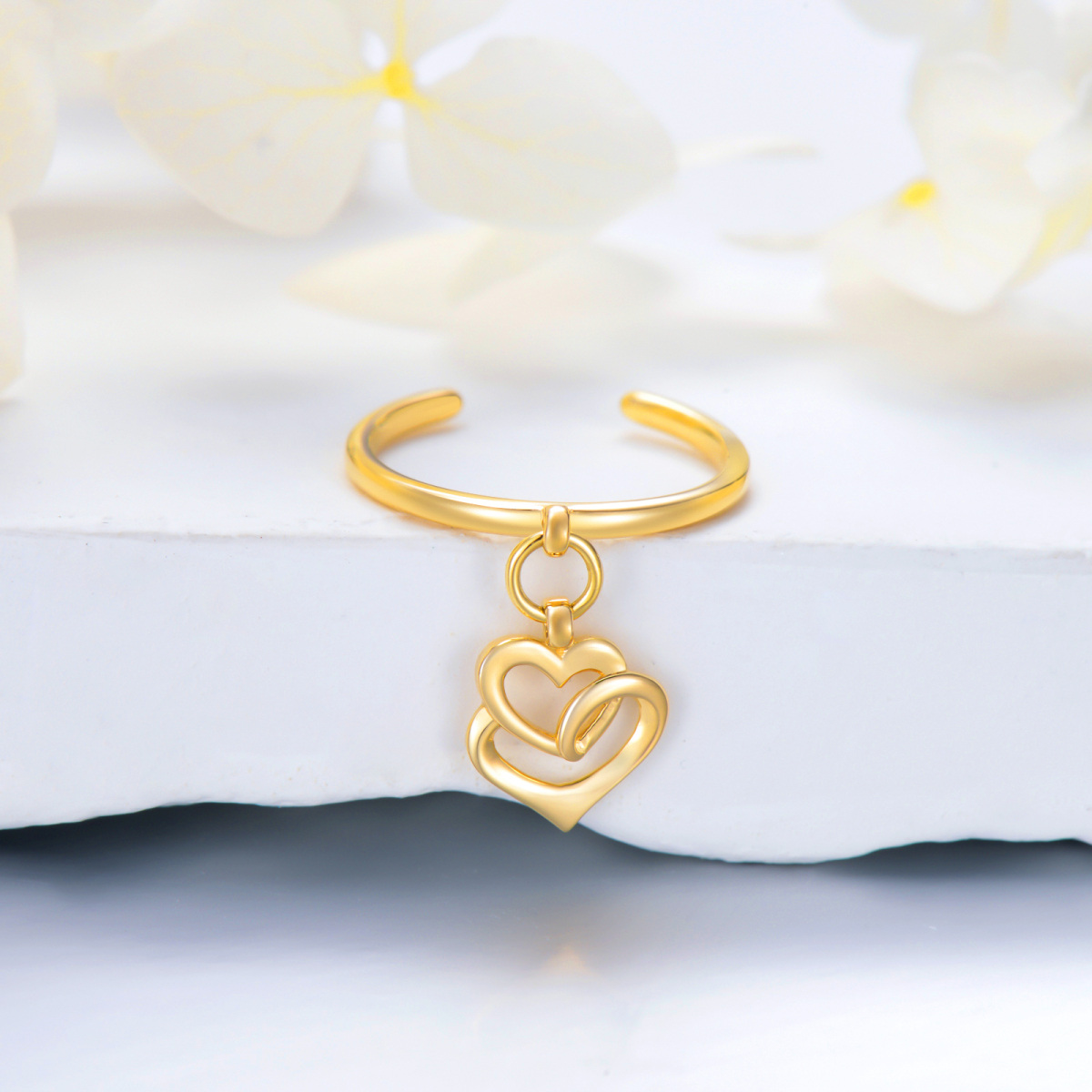 10K Gold Heart Toe Ring-4