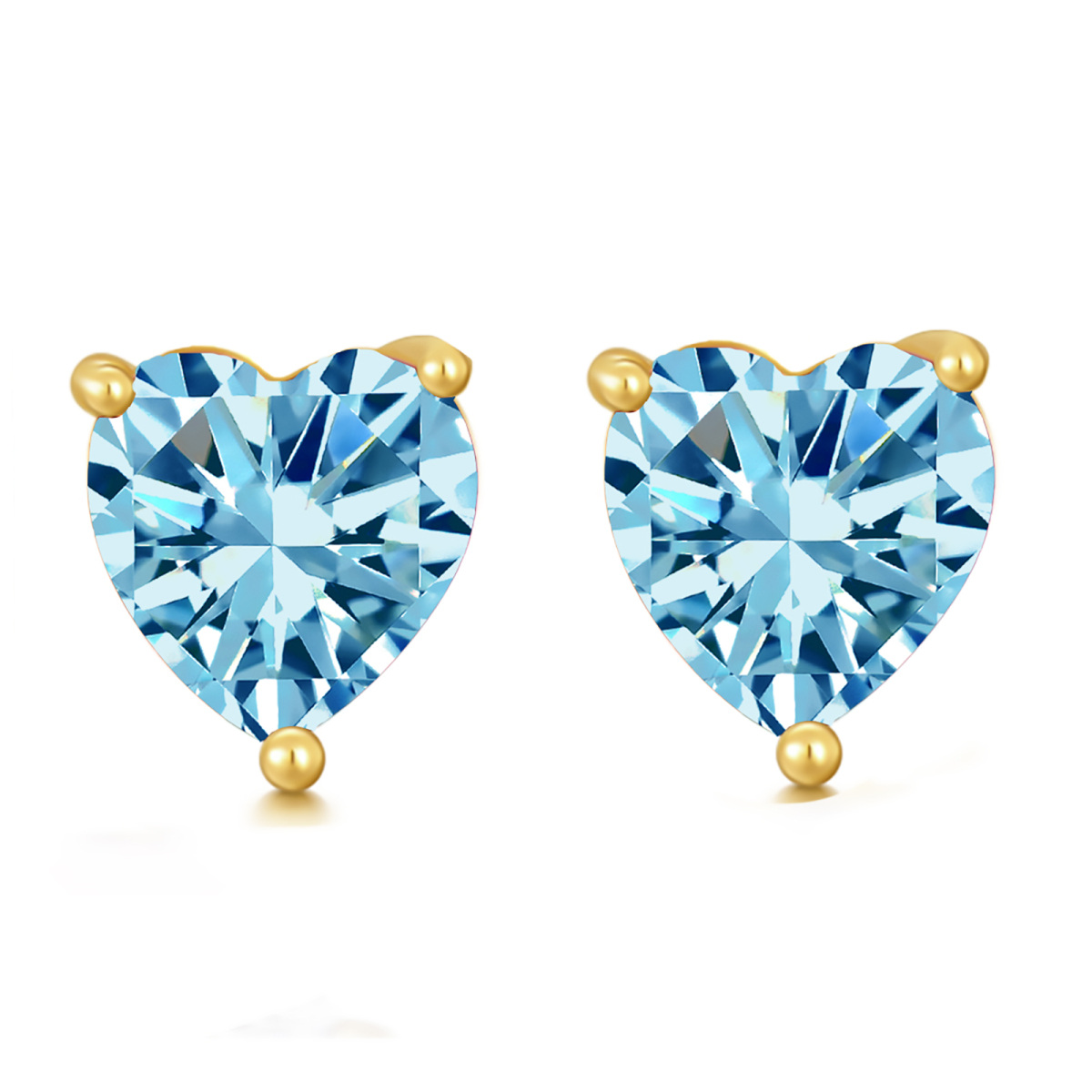 14K Gold Heart Topaz Stud Earrings-1