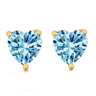 10K Gold Heart Topaz Stud Earrings-38