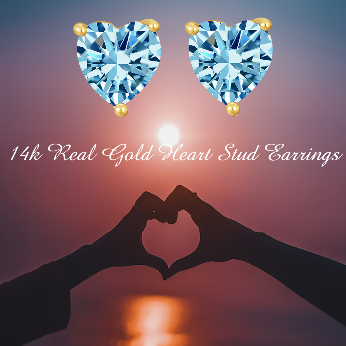 10K Gold Heart Topaz Stud Earrings-3