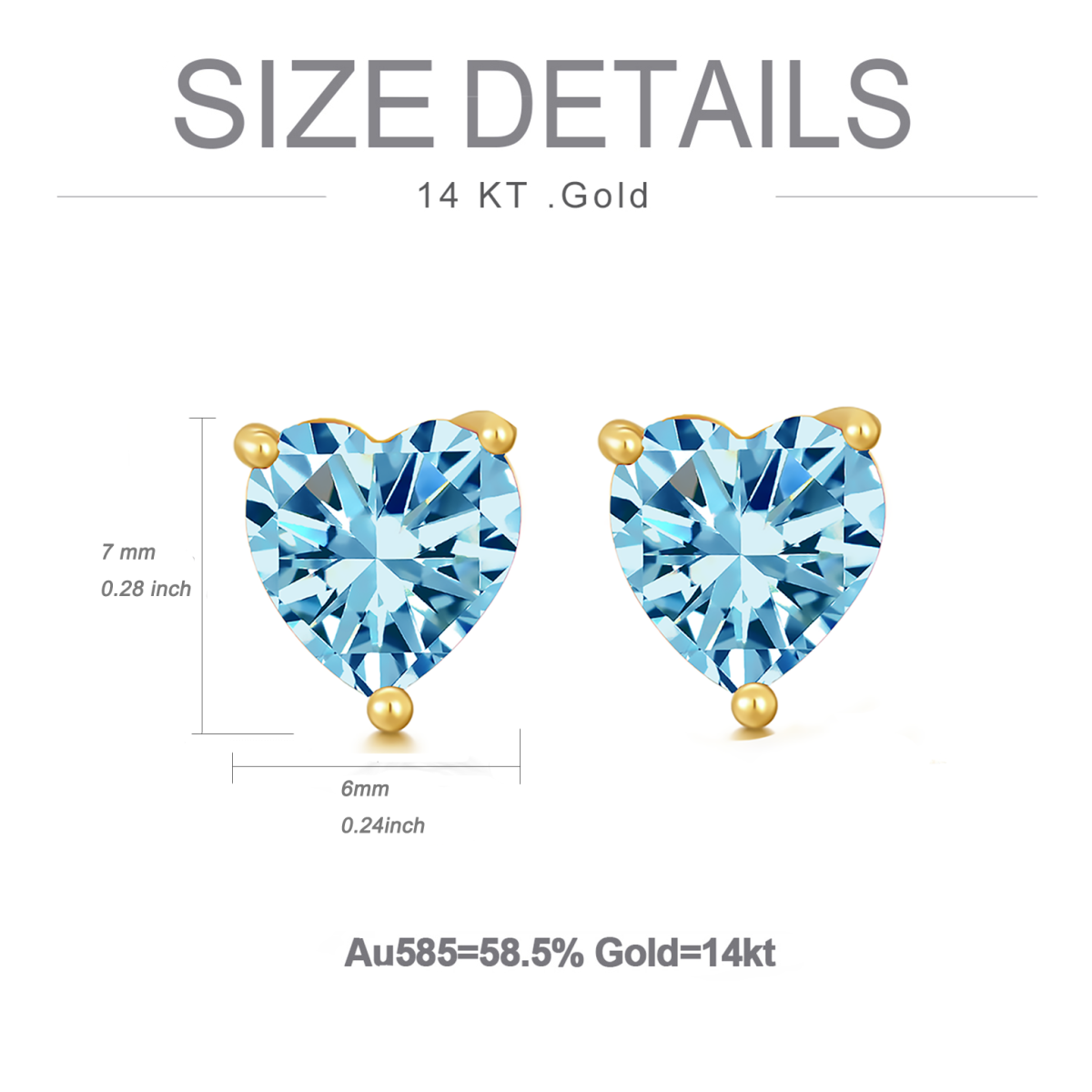 10K Gold Heart Topaz Stud Earrings-6