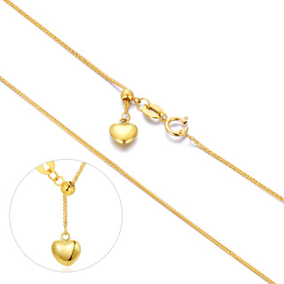 14K Gold Heart Wheat Chain Necklace-23