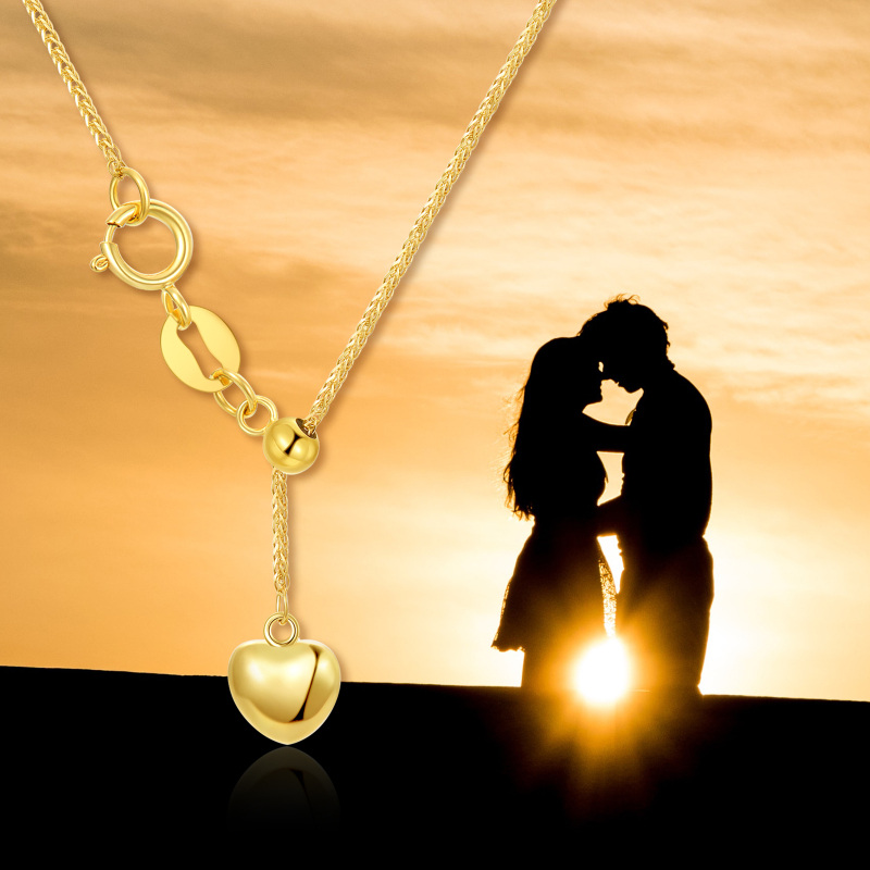 10K Gold Heart Wheat Chain Necklace-3