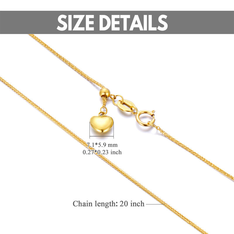 10K Gold Heart Wheat Chain Necklace-6