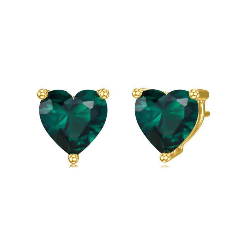 10K Gold Heart Zircon Stud Earrings For Women-47