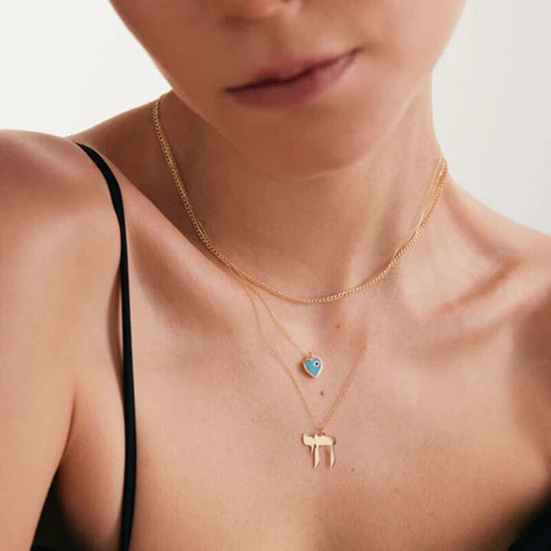 10K Gold Hebrew Chai Pendant Necklace-2