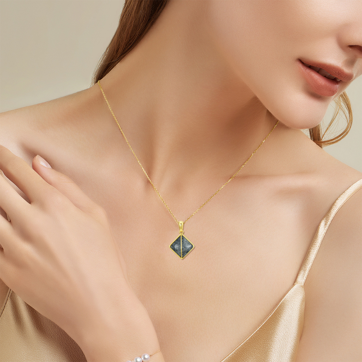 18K Gold Herkimer Diamond Pendant Necklace-2