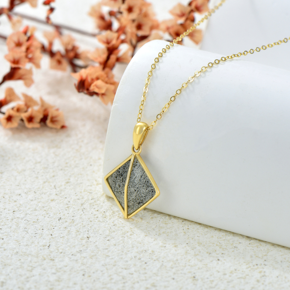 14K Gold Herkimer Diamond Pendant Necklace-4