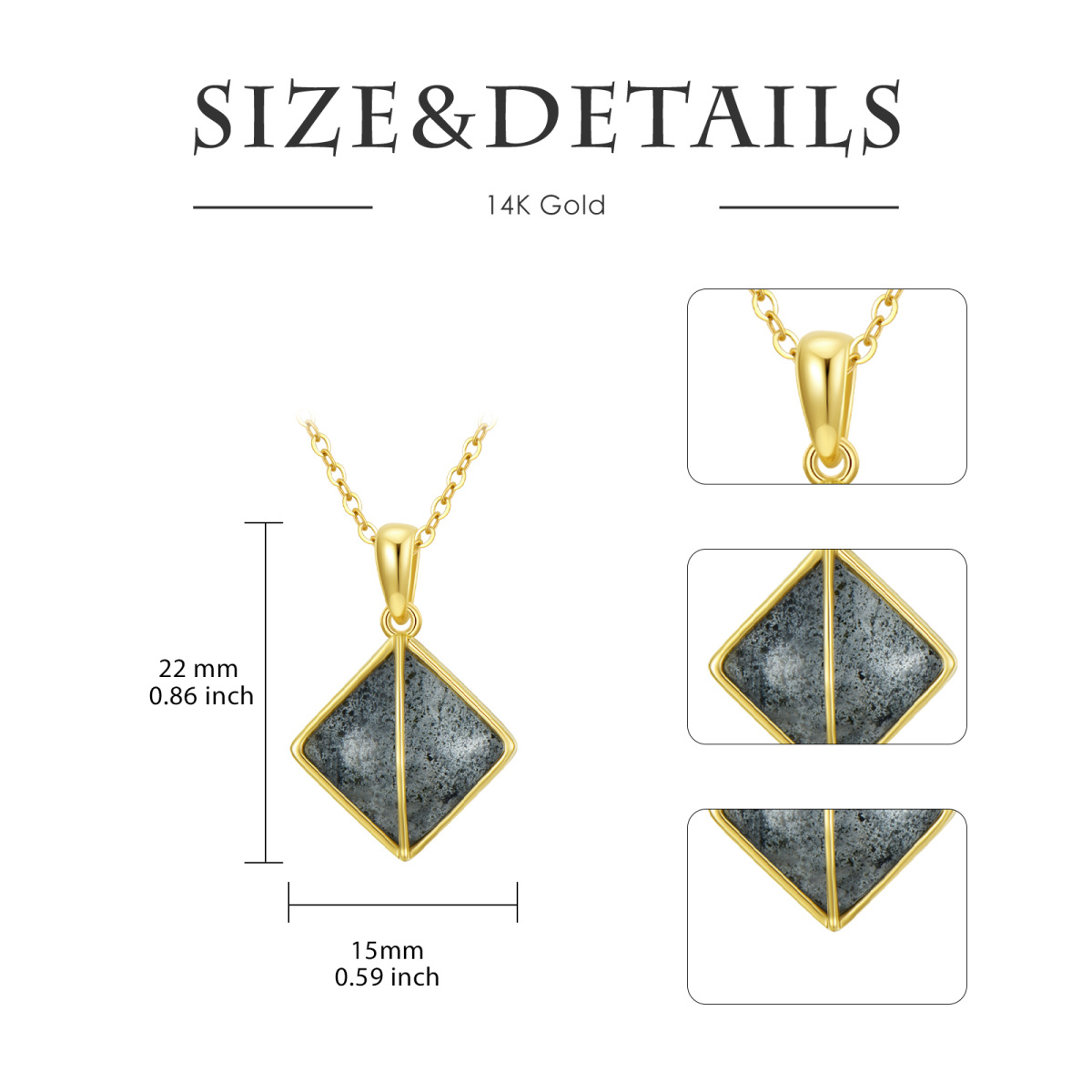 10K Gold Herkimer Diamond Pendant Necklace-5