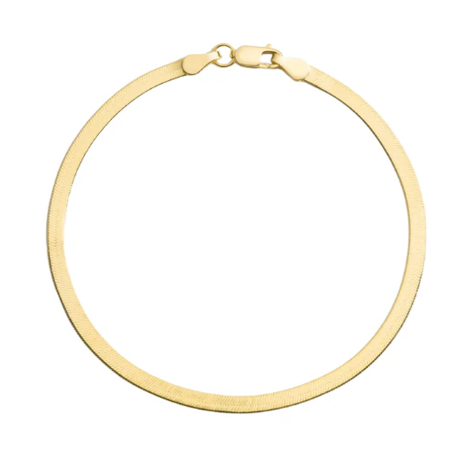 14K Gold Herringbone Chain Anklet 6mm-1