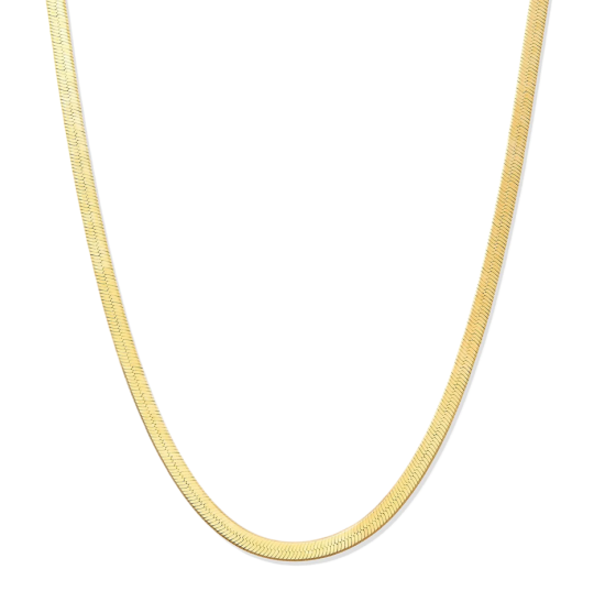 Sterling Silver with Yellow Gold Plated Herringbone Chain Necklace 3mm