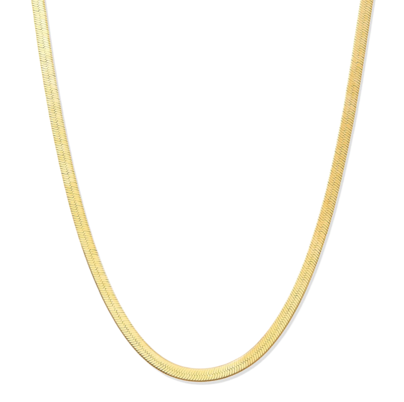 Sterling Silver with Yellow Gold Plated Herringbone Chain Necklace 3mm-1