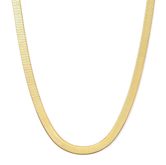 Sterling Silver with Yellow Gold Plated Herringbone Chain Necklace 5mm