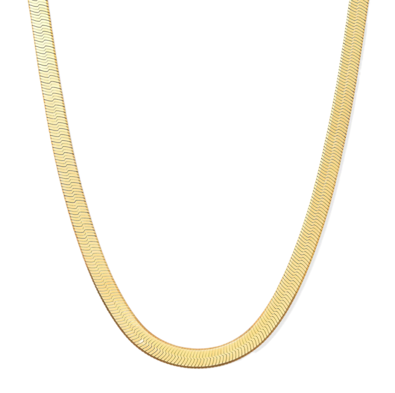 Sterling Silver with Yellow Gold Plated Herringbone Chain Necklace 5mm-1