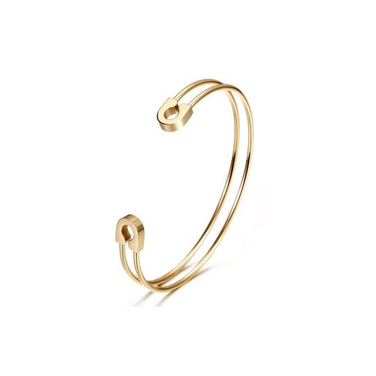 14K Gold Hollow Cuff Bracelet for Men