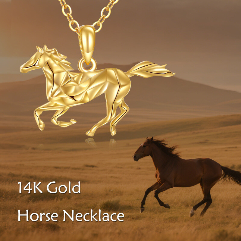 قلادة حصان من الذهب الأبيض عيار 10 قيراط-5