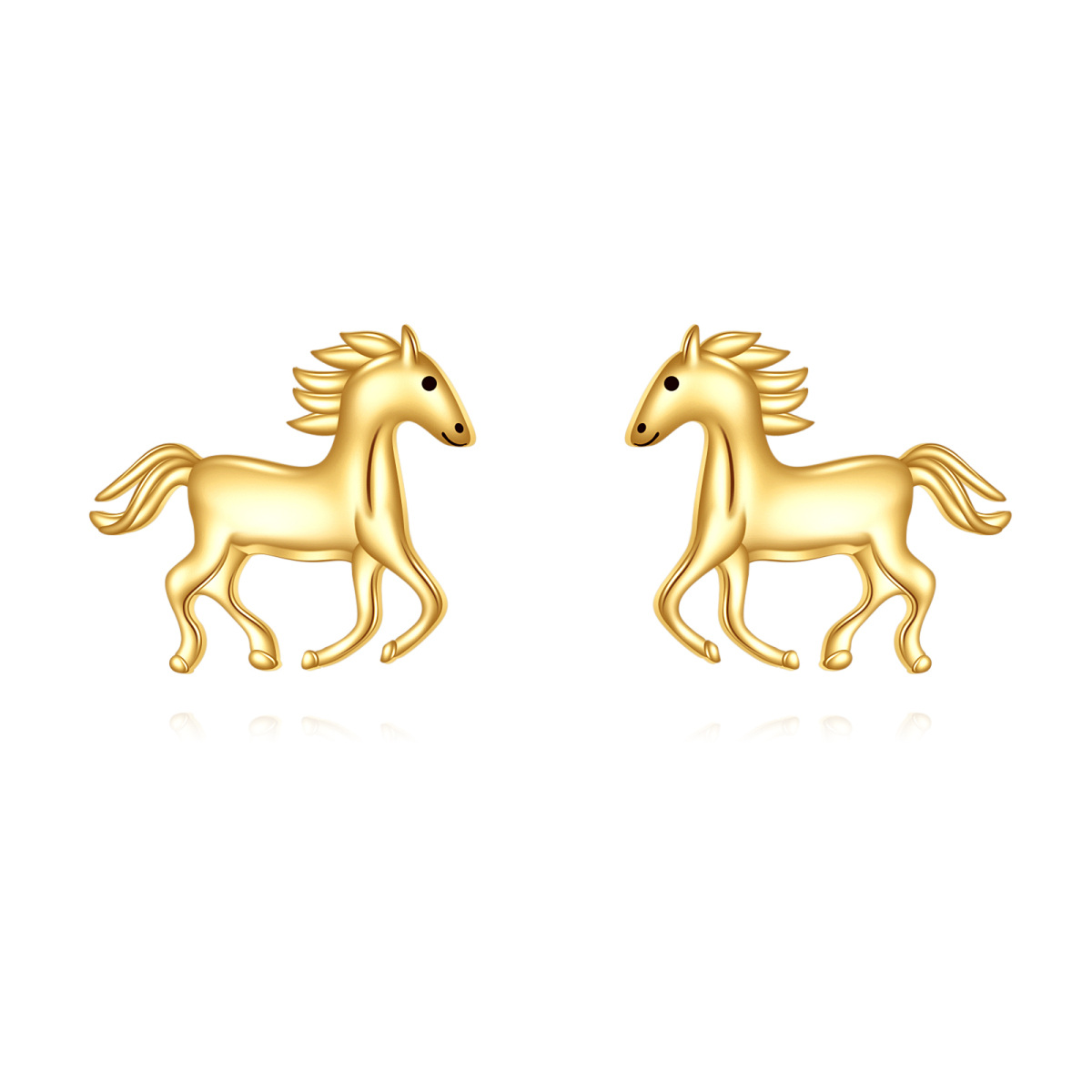 10K Gold Horse Stud Earrings for Women-1