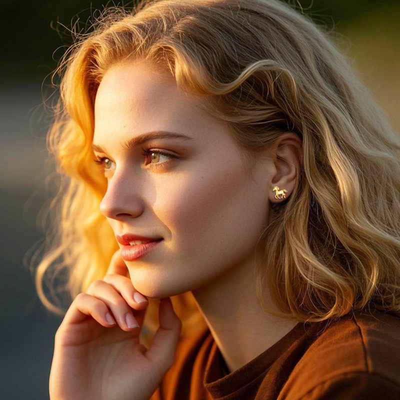 14-karätige Gold-Pferdeohrstecker für Damen-2