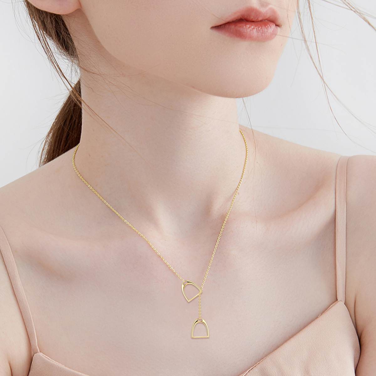 14K Gouden Hoefijzer Verstelbare Y Ketting-2