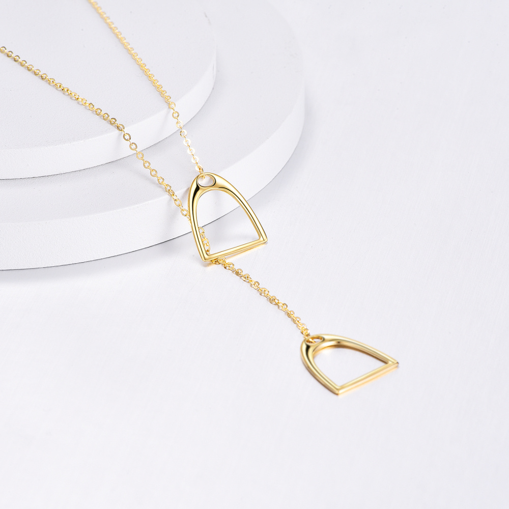 10K Gold Horseshoe Adjustable Y Necklace-3