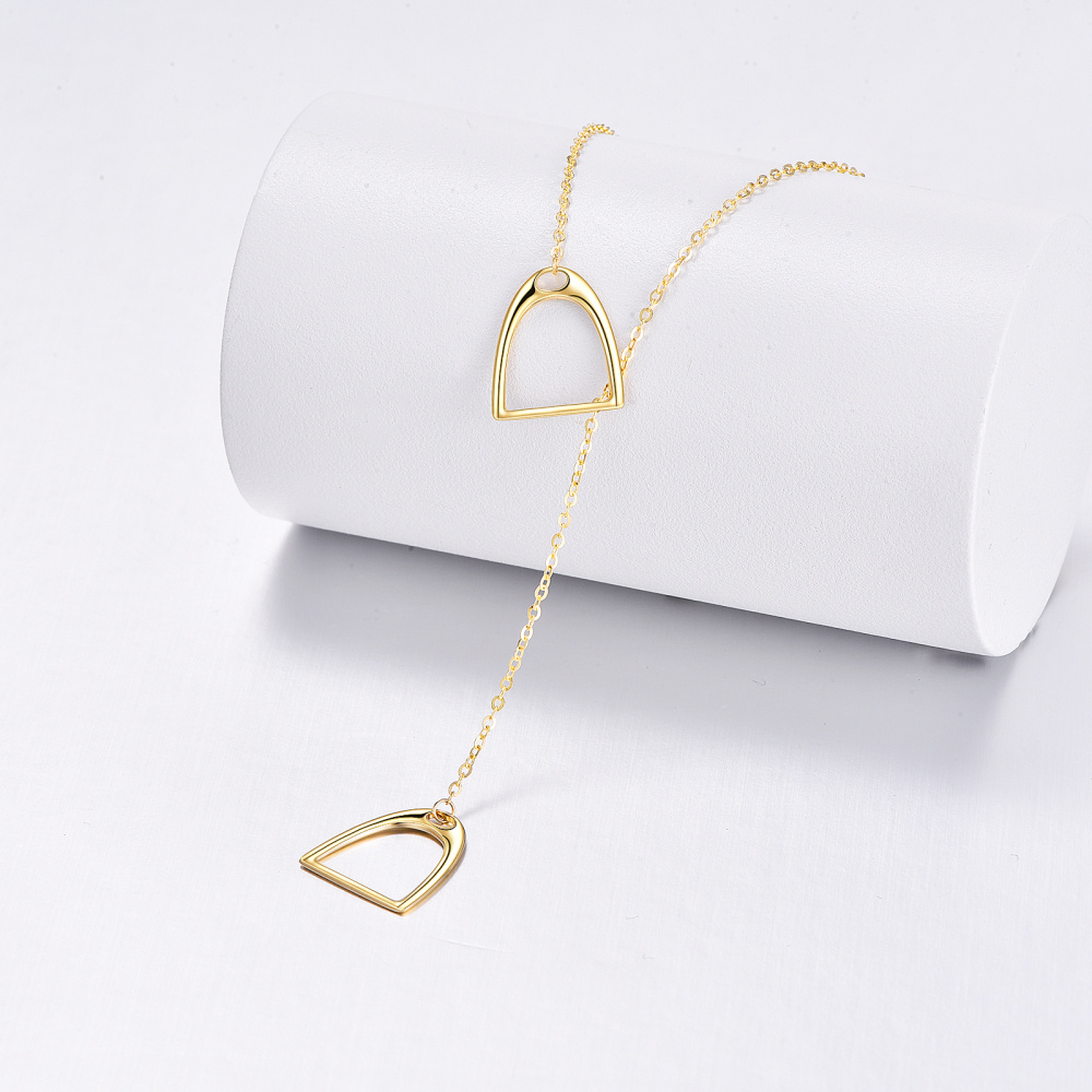10K Gold Horseshoe Adjustable Y Necklace-4