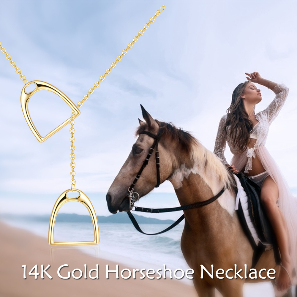 10K Gold Horseshoe Adjustable Y Necklace-5