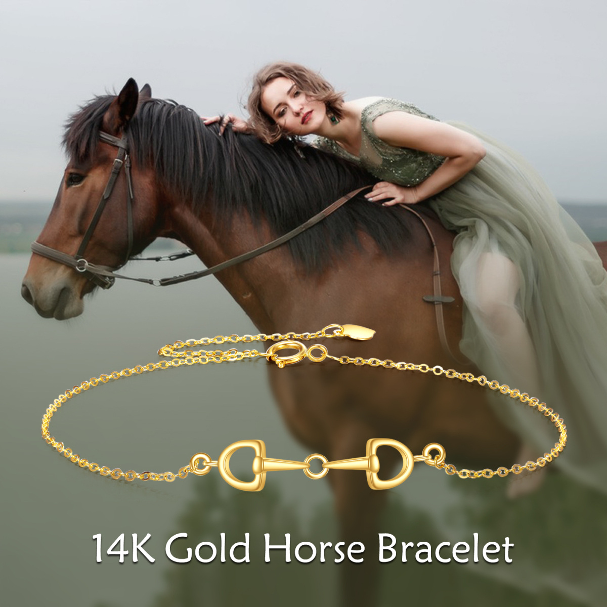 10K Gold Horseshoe Charm Bracelet-6