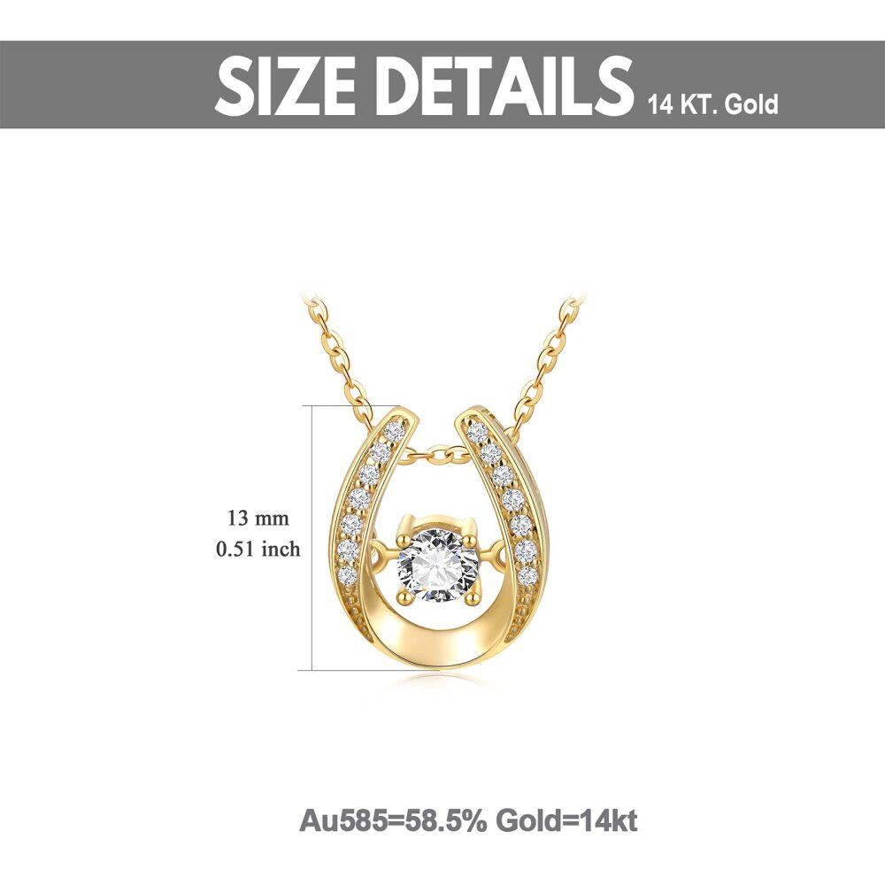 10K Gouden Cubic Zirconia Hoefijzer Hanger Halsketting-6
