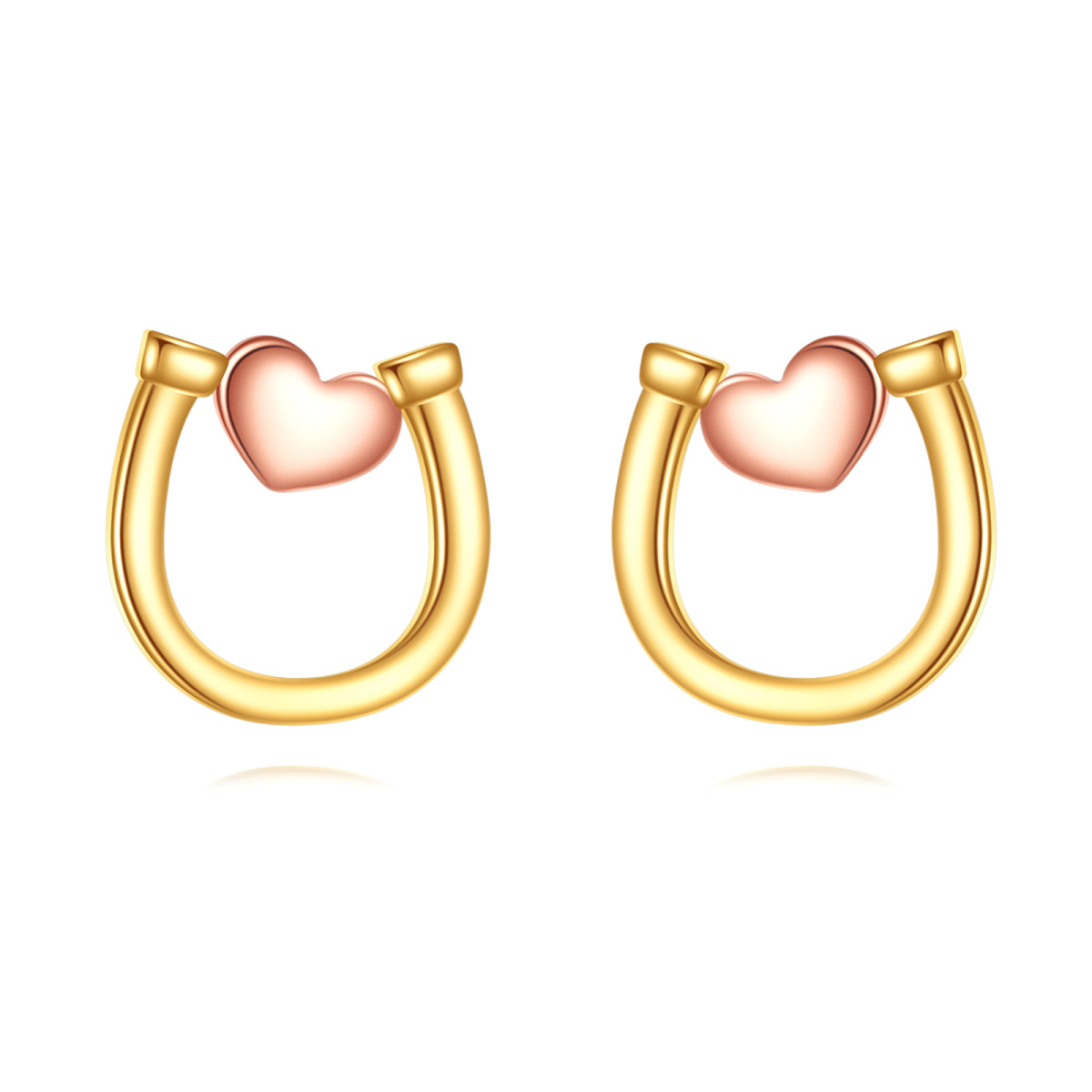 10K Gold Horseshoe Stud Earrings-1