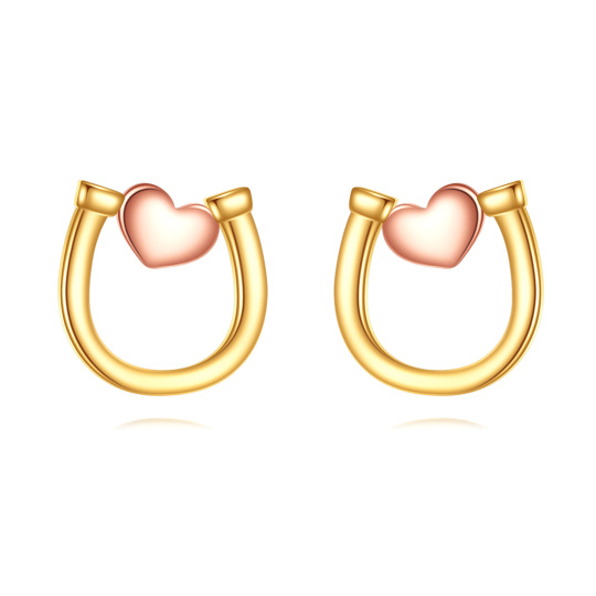 10K Gold Horseshoe Stud Earrings