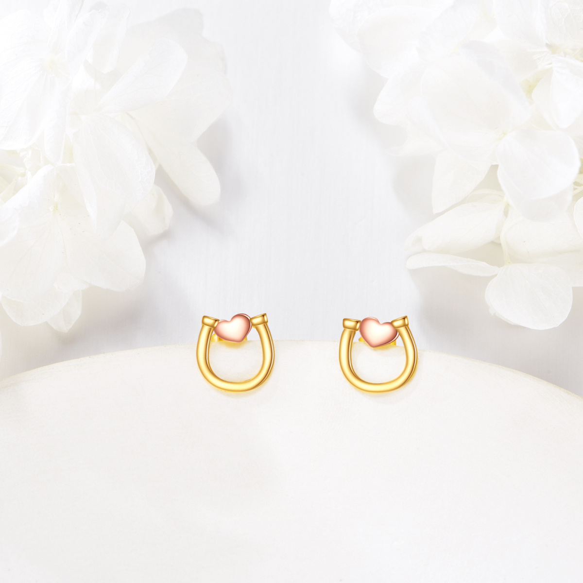 10K Gold Horseshoe Stud Earrings-3