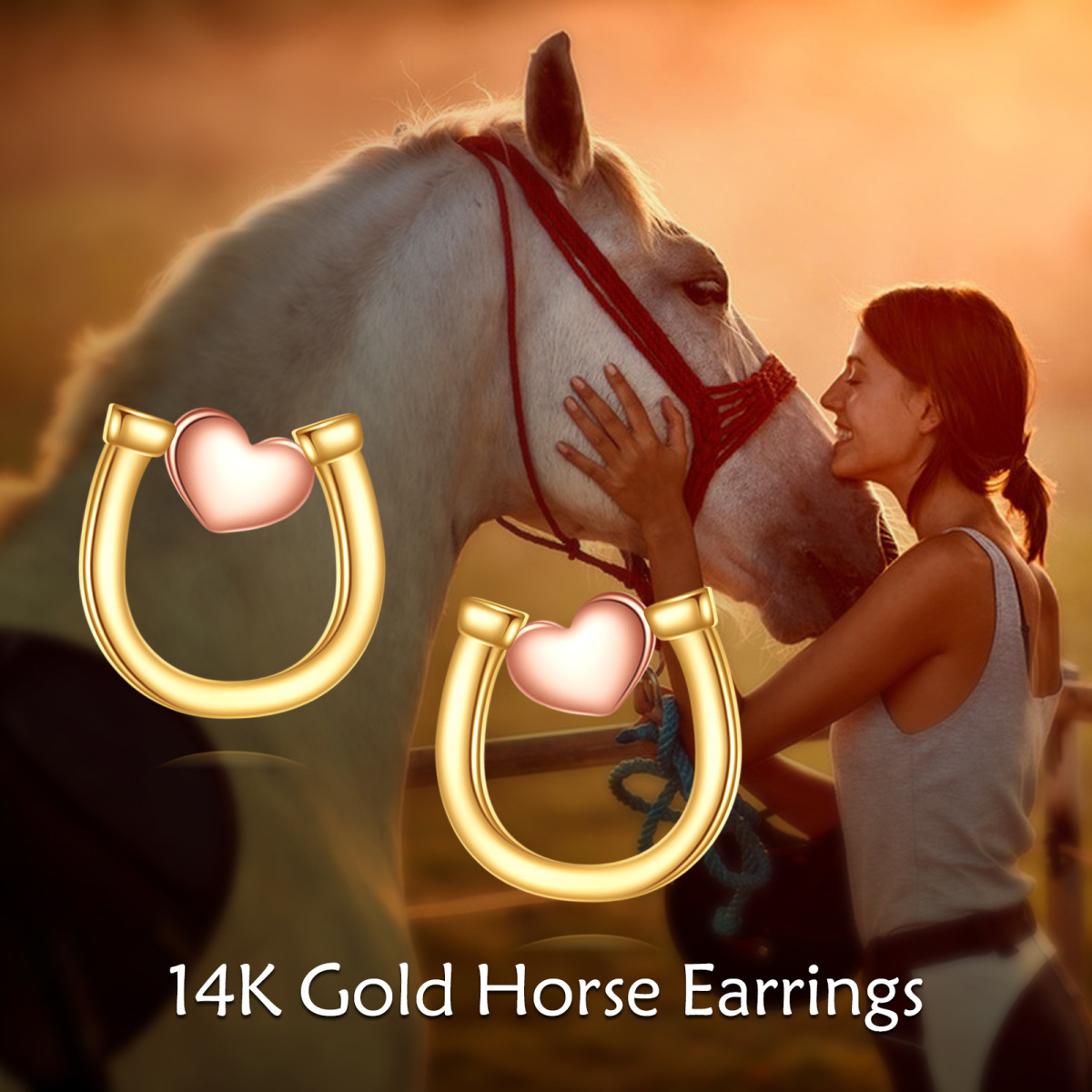 10K Gold Horseshoe Stud Earrings-6