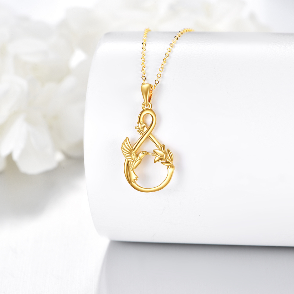 Naszyjnik z symbolem nieskończoności kolibra 10K Gold-4