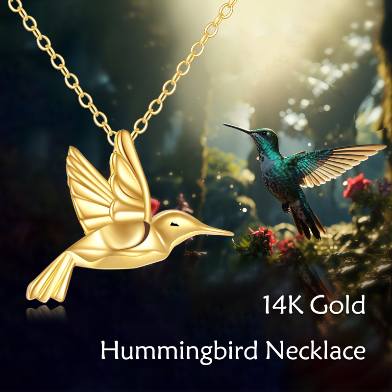 14K Gold Hummingbird Urn Necklace for Ashes-7