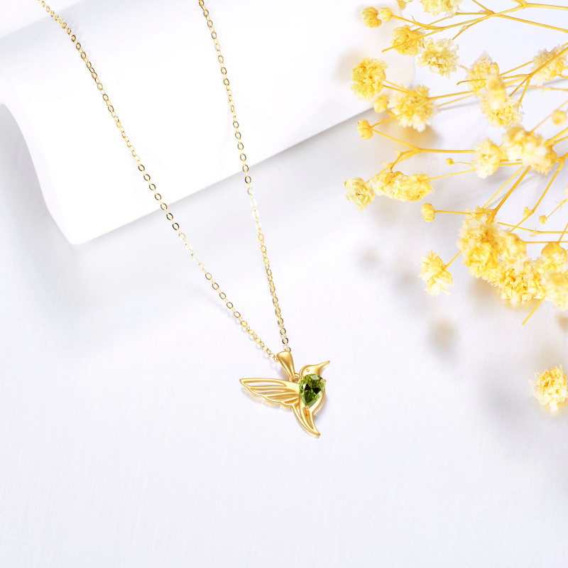 Collar con colgante de jilguero de circonia cúbica en oro de 14 quilates-3