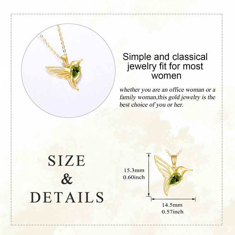 Collar con colgante de jilguero de circonia cúbica en oro de 14 quilates-4