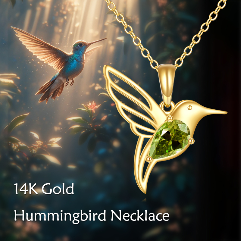 Collar con colgante de jilguero de circonia cúbica en oro de 14 quilates-5