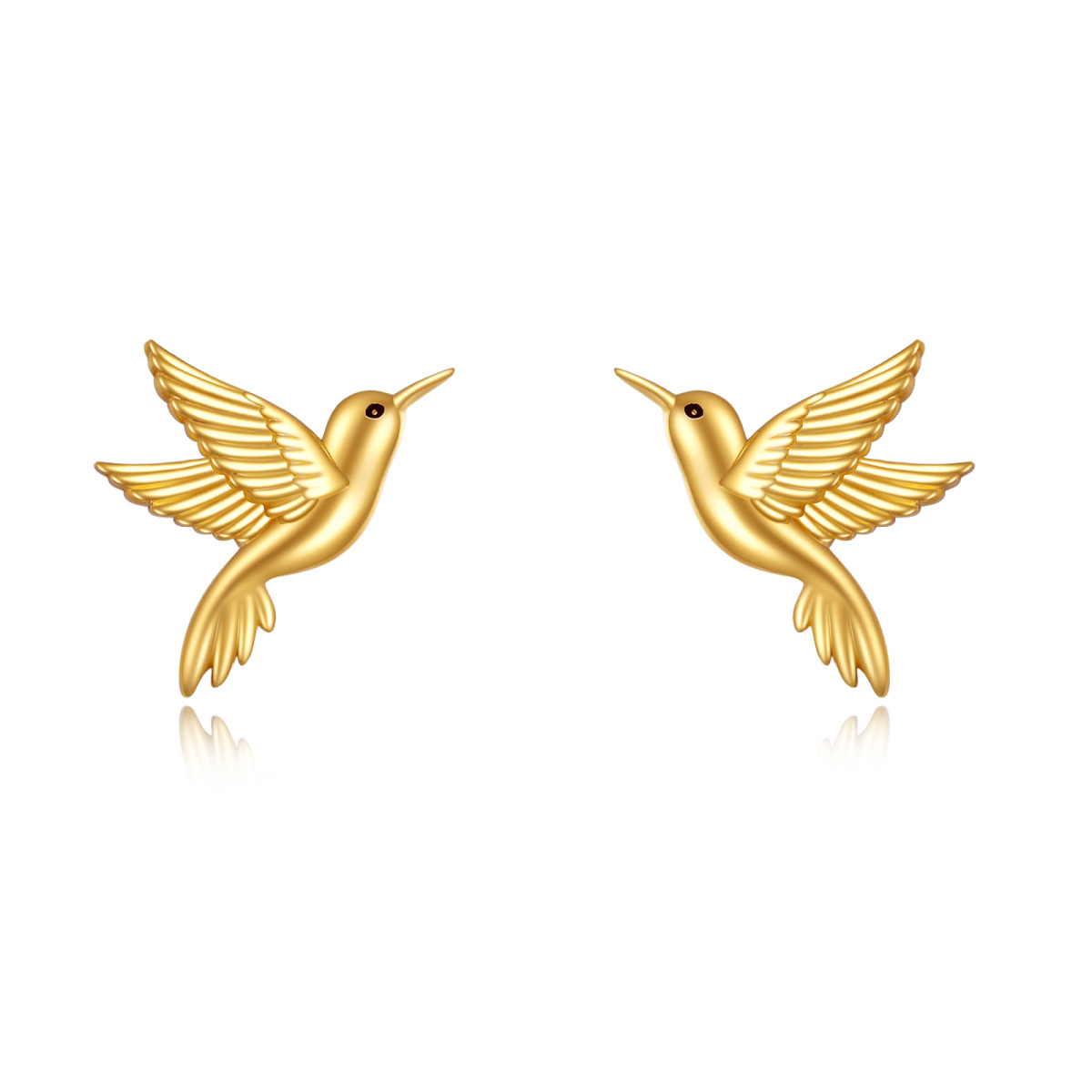 10K Gold Hummingbird Stud Earrings-1