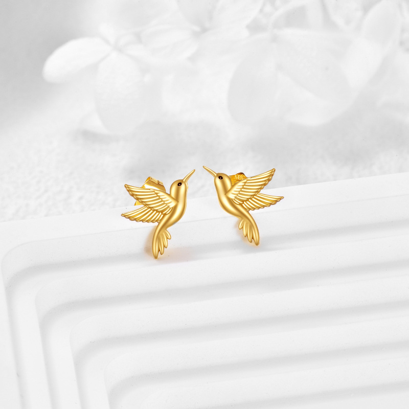 10K Gold Hummingbird Stud Earrings-3