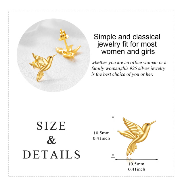 14K Gold Hummingbird Stud Earrings-5