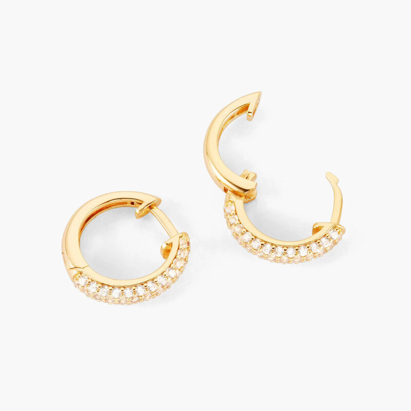 14K Gold Iced Out Circle Hoop Earrings-3
