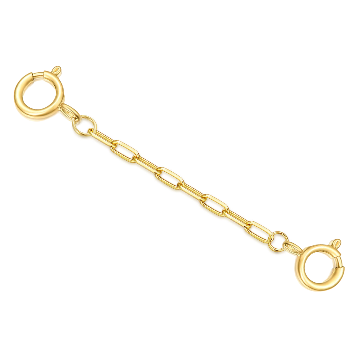 10K Gold 5 Inches Paper Clip Chain With Double Spring Buckle Extender Chain-1