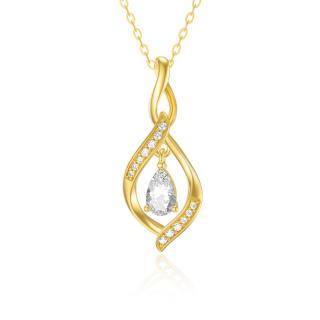 10K Gold Cubic Zirconia Infinite Symbol Pendant Necklace-56