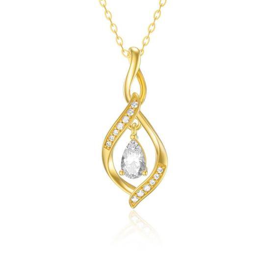 14K Gold Cubic Zirconia Infinite Symbol Pendant Necklace