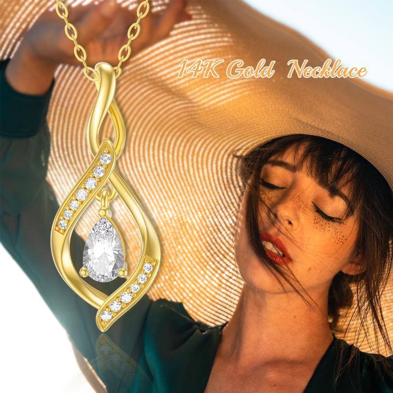 Colar com pendente símbolo do infinito em ouro branco 10K com zircónias cúbicas-4