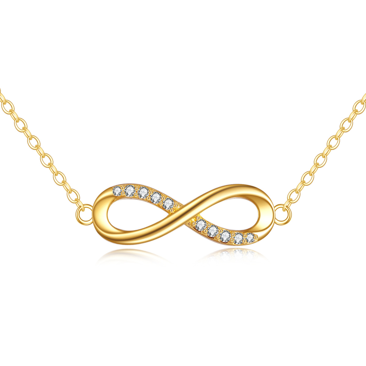 10K Gold Cubic Zirconia Infinite Symbol Pendant Necklace-1